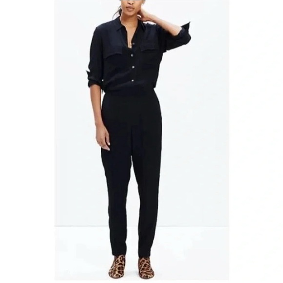 Madewell Jumpsuit Pull On Long Sleeve Button Down Viscous Brown M Casual